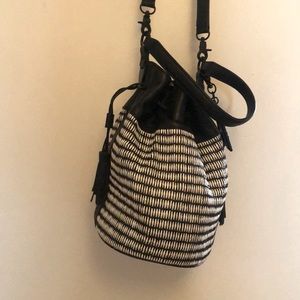 Loeffler Randall Industry Bucket Bag Black Raffia-NWOT
